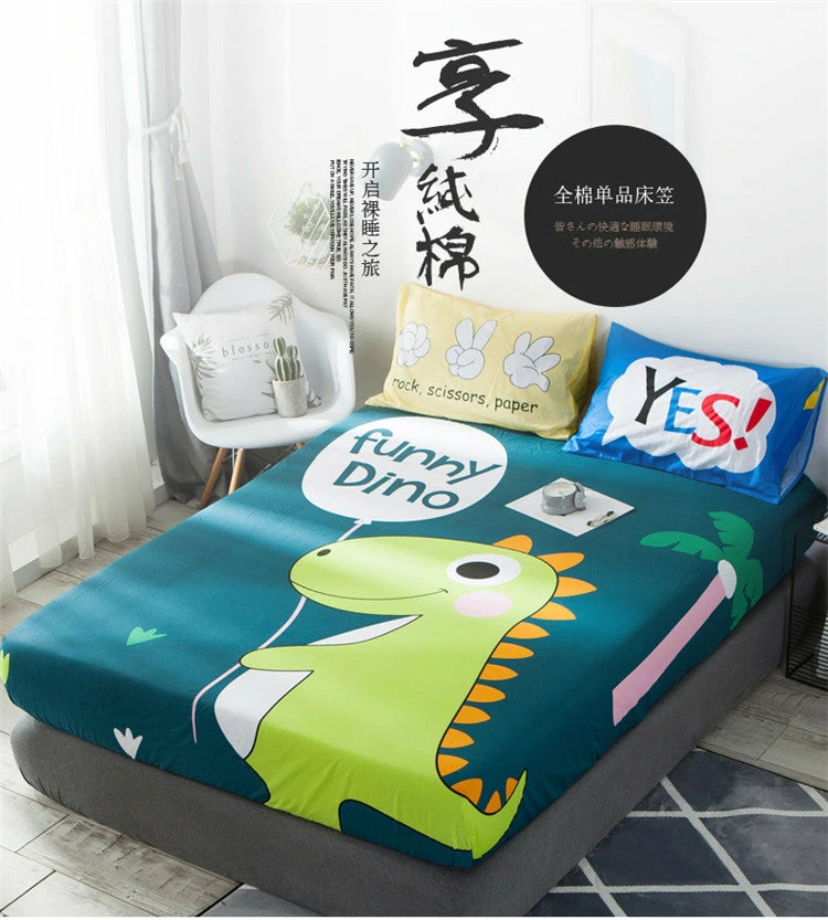 Home Decor Bed Sheets Funny Dino Cotton Fitted Sheet 9 Home Decor Bed Sheets Funny Dino Cotton Fitted Sheet