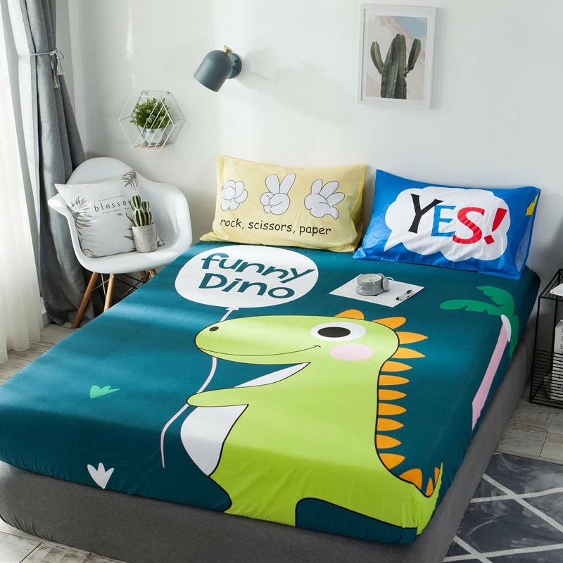 Home Decor Bed Sheets Funny Dino Cotton Fitted Sheet 5 Home Decor Bed Sheets Funny Dino Cotton Fitted Sheet