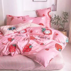 Home Decor Strawberry Girl Pink Bedding Set Bedding Sets
