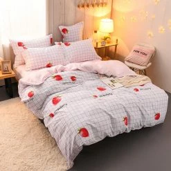 Home Decor Luxury 100% Pure Cotton Fruit Print Bedding Set
