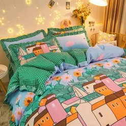 Home Decor Mosaic Buildings Bedding Set