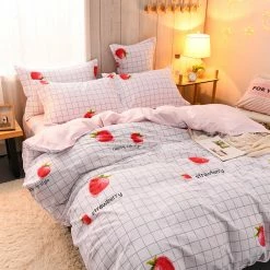 Home Decor Luxury 100% Pure Cotton Fruit Print Bedding Set