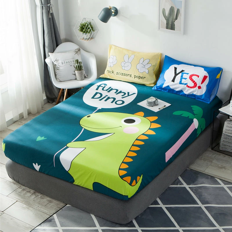 Home Decor Bed Sheets Funny Dino Cotton Fitted Sheet 6 Home Decor Bed Sheets Funny Dino Cotton Fitted Sheet