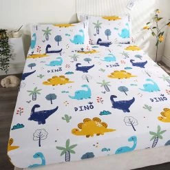 Home Decor Bed Sheets When Dinos Roam The Earth Cotton Fitted Sheet 2 17 Home Decor Bed Sheets When Dinos Roam The Earth Cotton Fitted Sheet 2