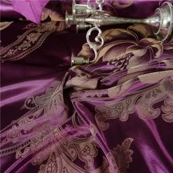 Home Decor Golden Floral Satin Jacquard Embroidery Cotton Bedding Set 20 Home Decor Golden Floral Satin Jacquard Embroidery Cotton Bedding Set