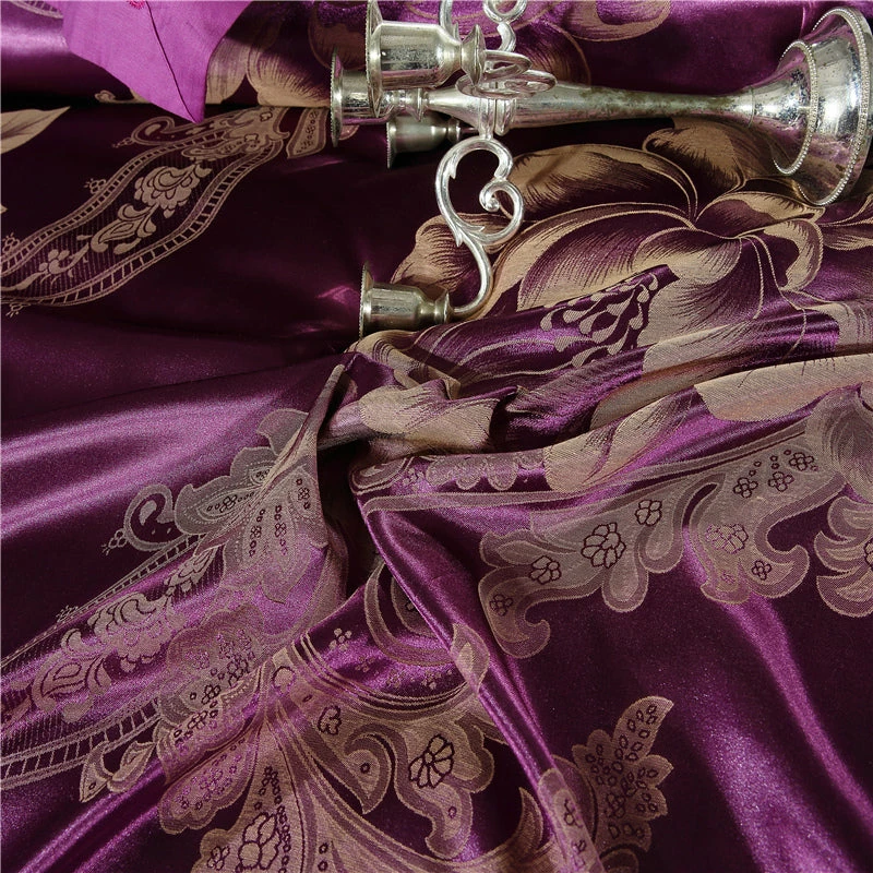 Home Decor Golden Floral Satin Jacquard Embroidery Cotton Bedding Set 7 Home Decor Golden Floral Satin Jacquard Embroidery Cotton Bedding Set
