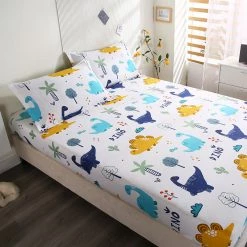 Home Decor Bed Sheets When Dinos Roam The Earth Cotton Fitted Sheet 2 18 Home Decor Bed Sheets When Dinos Roam The Earth Cotton Fitted Sheet 2