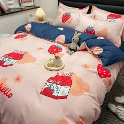 Home Decor Great Strawberry Milk Bedding Set