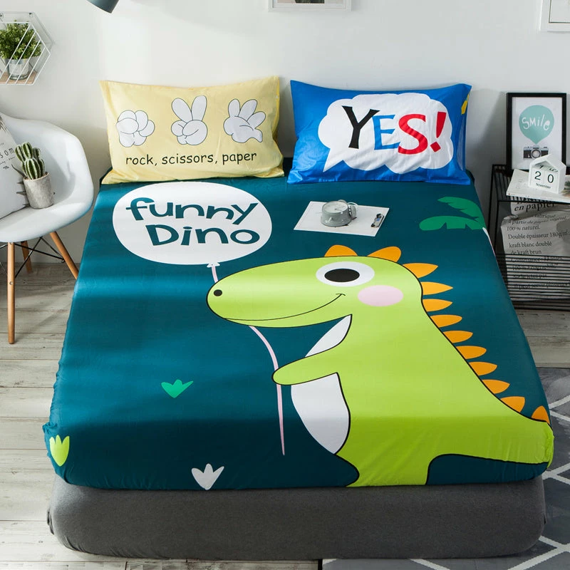 Home Decor Bed Sheets Funny Dino Cotton Fitted Sheet 7 Home Decor Bed Sheets Funny Dino Cotton Fitted Sheet