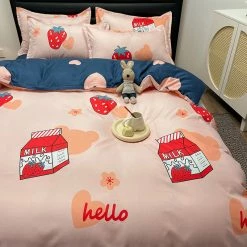 Home Decor Great Strawberry Milk Bedding Set
