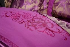 Home Decor Golden Floral Satin Jacquard Embroidery Cotton Bedding Set 22 Home Decor Golden Floral Satin Jacquard Embroidery Cotton Bedding Set