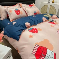 Home Decor Great Strawberry Milk Bedding Set
