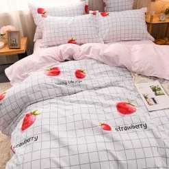 Home Decor Luxury 100% Pure Cotton Fruit Print Bedding Set