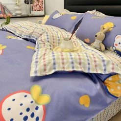 Home Decor Strawberry White Bear Space Purple Ube Bedding Set Bedding Sets