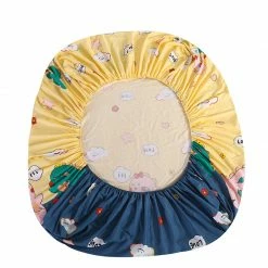 Home Decor Kawaiies Couple Loving Dino Cotton Fitted Sheet Bed Sheets