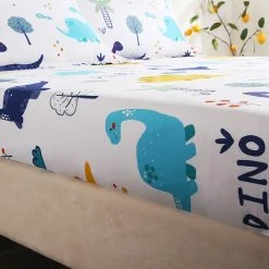 Home Decor Bed Sheets When Dinos Roam The Earth Cotton Fitted Sheet 2 20 Home Decor Bed Sheets When Dinos Roam The Earth Cotton Fitted Sheet 2