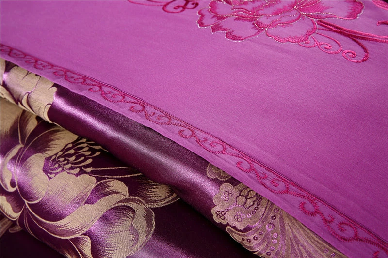 Home Decor Golden Floral Satin Jacquard Embroidery Cotton Bedding Set 10 Home Decor Golden Floral Satin Jacquard Embroidery Cotton Bedding Set