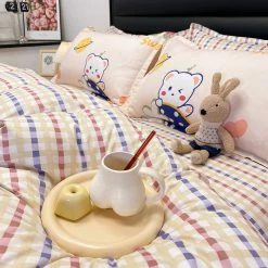 Home Decor Strawberry White Bear Space Cream Bedding Set Bedding Sets