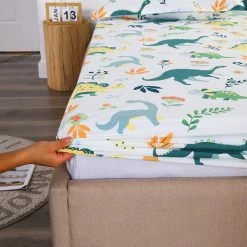 Home Decor When Dinos Roam The Earth Cotton Fitted Sheet Bed Sheets