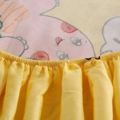 Home Decor Kawaiies Couple Loving Dino Cotton Fitted Sheet Bed Sheets