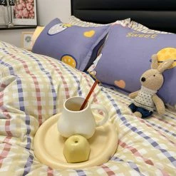 Home Decor Strawberry White Bear Space Purple Ube Bedding Set Bedding Sets