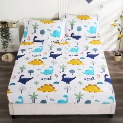 Home Decor Bed Sheets When Dinos Roam The Earth Cotton Fitted Sheet 2 23 Home Decor Bed Sheets When Dinos Roam The Earth Cotton Fitted Sheet 2