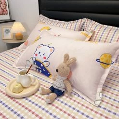 Home Decor Strawberry White Bear Space Cream Bedding Set Bedding Sets