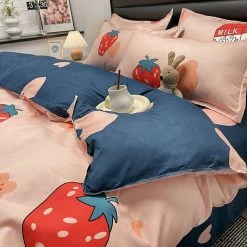 Home Decor Great Strawberry Milk Bedding Set