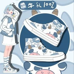 Apparel Blue Kawaii Cow Women's Sneakers Trainers | NEW