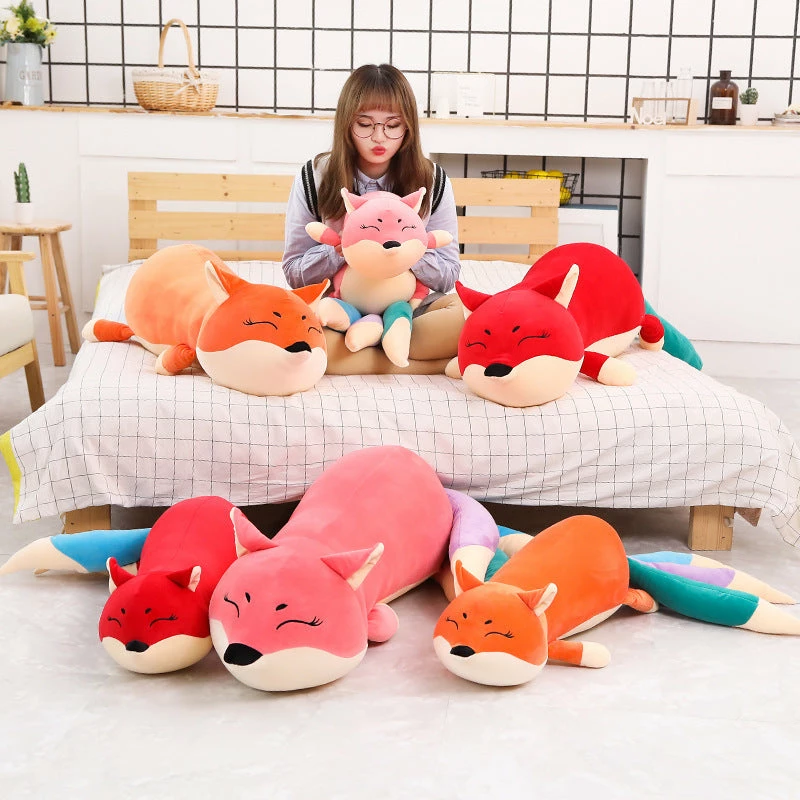 Soft Toy Kawaii Long Three Tail Fox Red Pink Orange Plushies | NEW 4 Soft Toy Kawaii Long Three Tail Fox Red Pink Orange Plushies | NEW