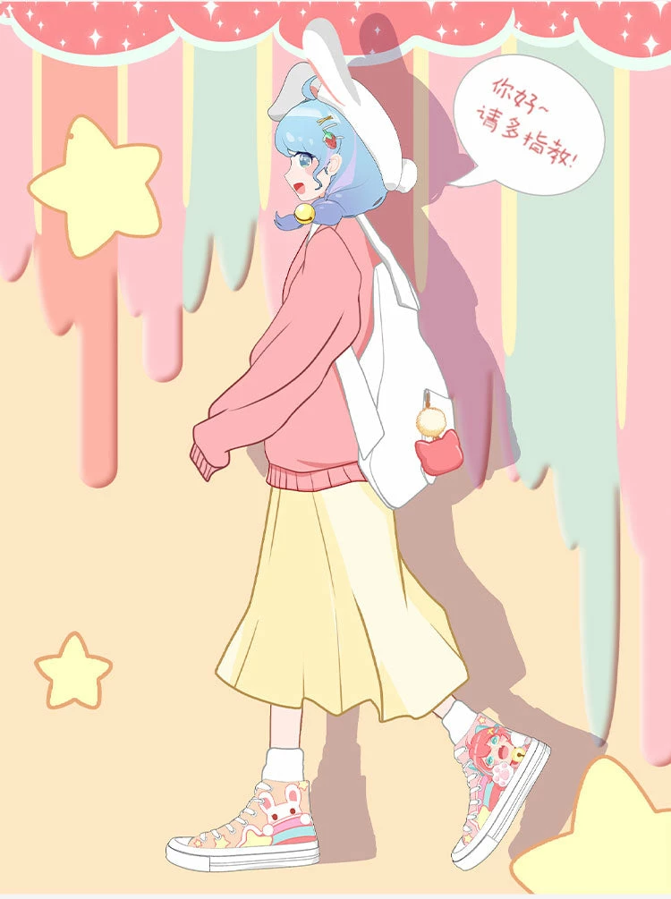 Apparel Kawaii School Girl Besties Shooting Star Women's Sneakers Trainers | NEW 9 Apparel Kawaii School Girl Besties Shooting Star Women's Sneakers Trainers | NEW