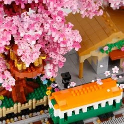 Build It Sakura Cherry Blossom Train Station Nano Building Set | NEW