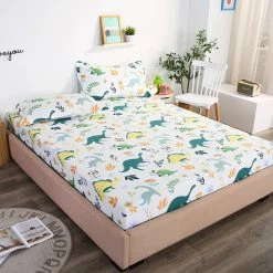 Home Decor When Dinos Roam The Earth Cotton Fitted Sheet Bed Sheets