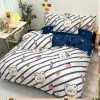Home Decor Home & Pets Navy White Striped Bear Peach Bedding Set