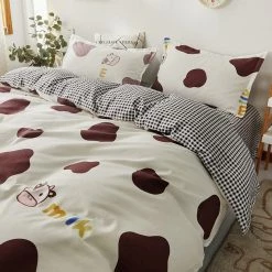 Home Decor Home & Pets Adorable Brown Cow & Milk Bedding Set