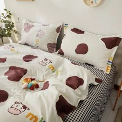 Home Decor Home & Pets Adorable Brown Cow & Milk Bedding Set