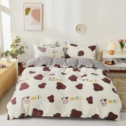 Home Decor Home & Pets Adorable Brown Cow & Milk Bedding Set