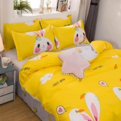 Home Decor Adorable Bunny And Carrot Print Bedding Set Home & Pets