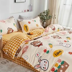 Home Decor Adorable Bunny Print Bedding Set Home & Pets