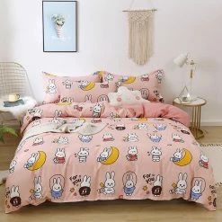Home Decor Adorable Bunny Print Bedding Set Home & Pets
