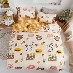 Home Decor Adorable Bunny Print Bedding Set Home & Pets