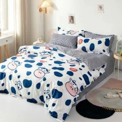 Home Decor Adorable Cow & Milk Bedding Set Bedding Sets