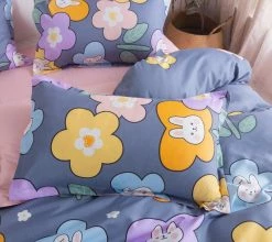 Home Decor Home & Pets Adorable Flower Bunny Print Bedding Set 19 Home Decor Home & Pets Adorable Flower Bunny Print Bedding Set