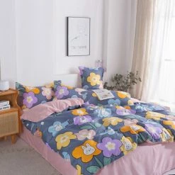 Home Decor Home & Pets Adorable Flower Bunny Print Bedding Set