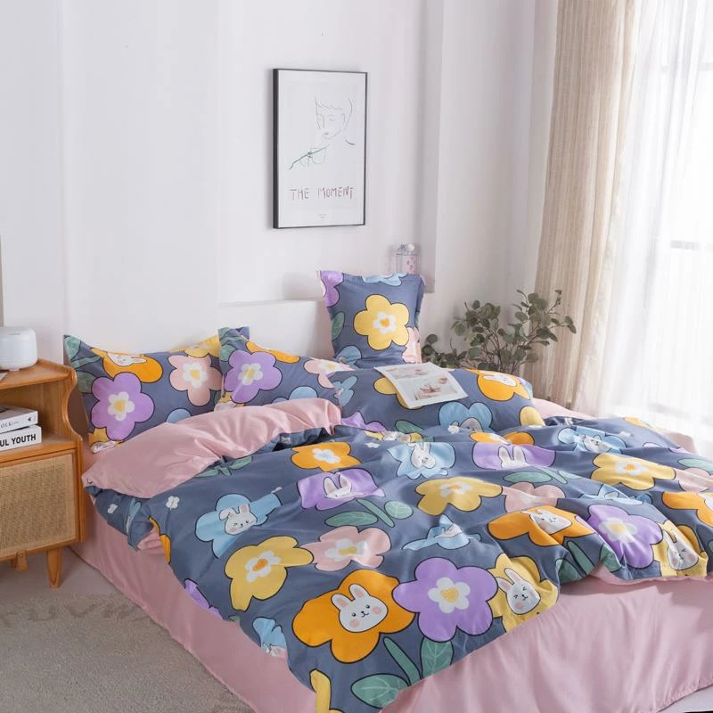 Home Decor Home & Pets Adorable Flower Bunny Print Bedding Set 3 Home Decor Home & Pets Adorable Flower Bunny Print Bedding Set