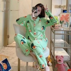 Apparel Adorable Kawaii Avocado Pajamas Set