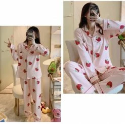 Apparel Adorable Kawaii Strawberry Pajamas Set