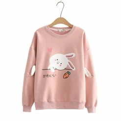 Apparel Adorable Smiley Japanese Bunny Sweatshirt