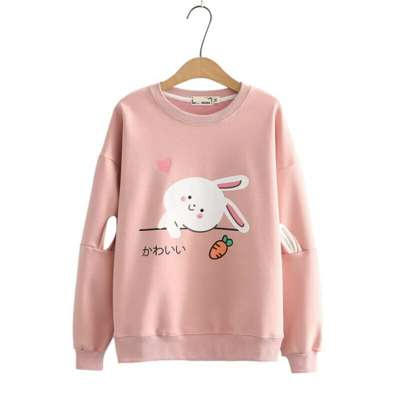 Apparel Adorable Smiley Japanese Bunny Sweatshirt 4 Apparel Adorable Smiley Japanese Bunny Sweatshirt