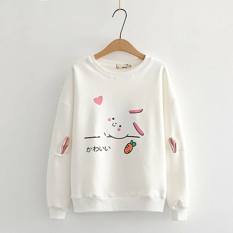 Apparel Adorable Smiley Japanese Bunny Sweatshirt 6 Apparel Adorable Smiley Japanese Bunny Sweatshirt